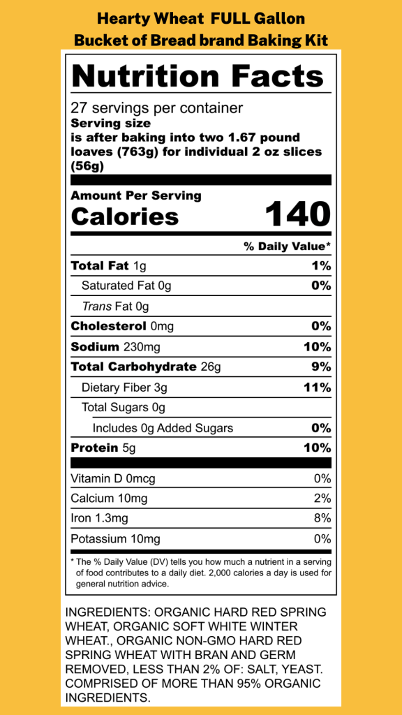 Nutritional Information Hearty Wheat - FULL Gallon