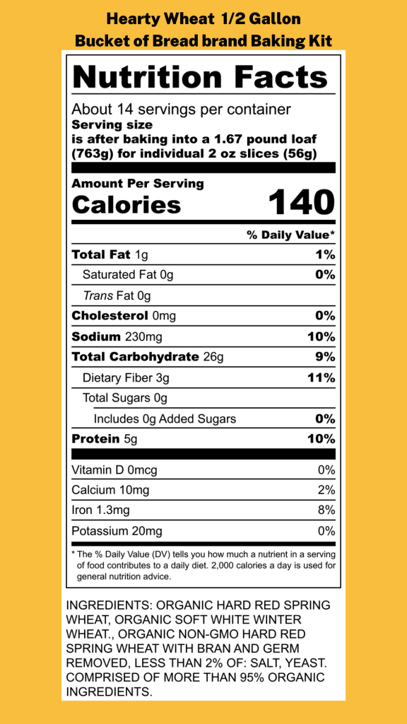 Nutritional Information Hearty Wheat - Half Gallon