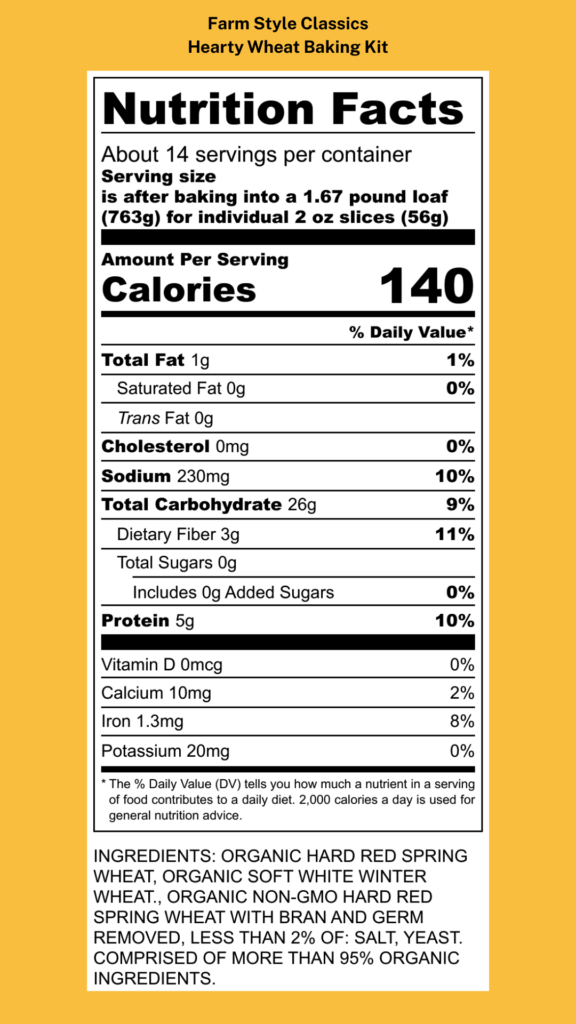 Hearty Wheat Farm Style Classics Nutrition Facts