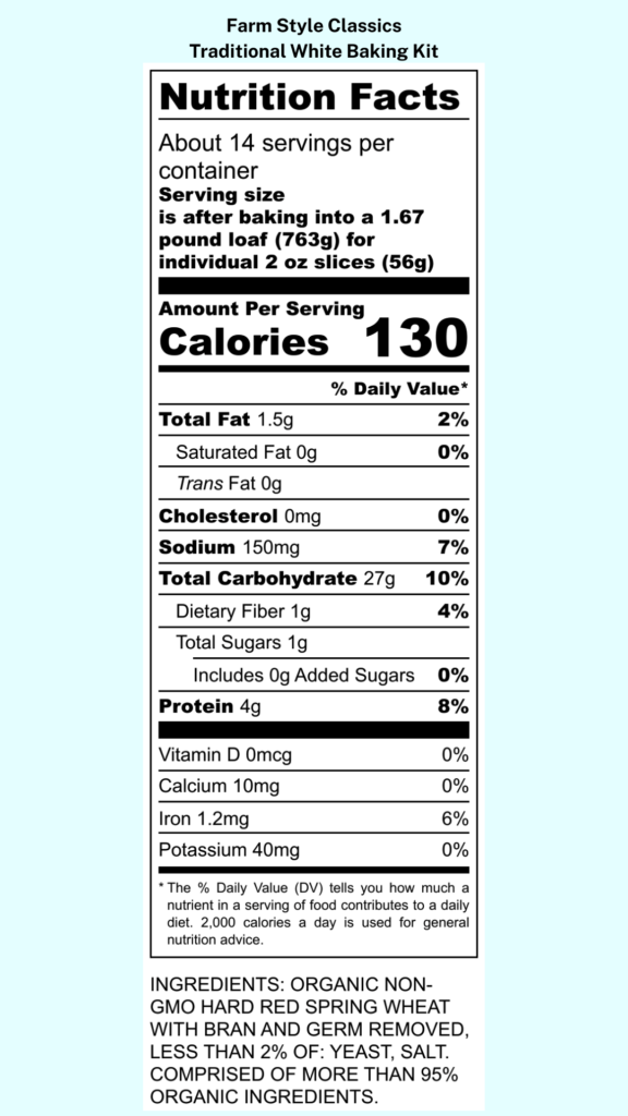 Traditional White Farm Style Classics Nutrition Facts