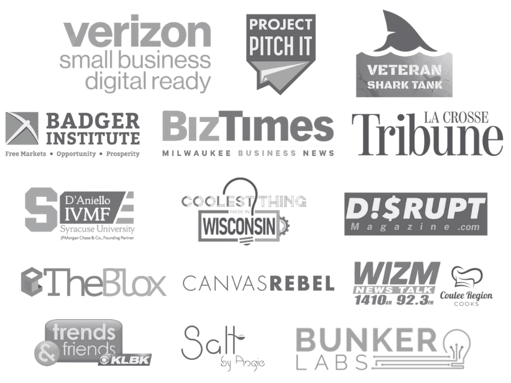 Bucket of Bread media features including Project Pitch It, Verizon, Wes Bergmann's: The Blox, and Chef Angie Ragan.